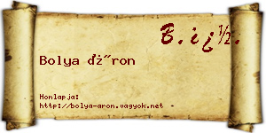 Bolya Áron névjegykártya